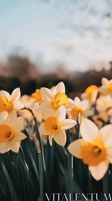 AI ART Springtime Daffodil Bloom in a Sunlit Field