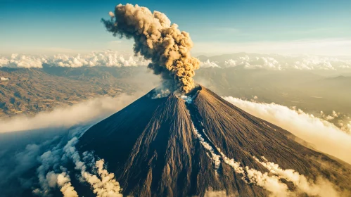 Volcano Eruption with Smoky Ash Cloud