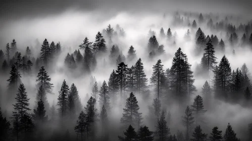 Enigmatic Foggy Woodland in Monochrome