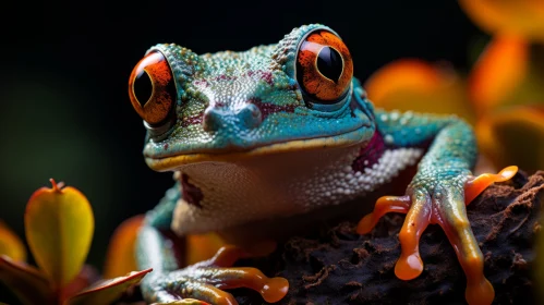 Intricate Storytelling Through a Colored Tree Frog Image