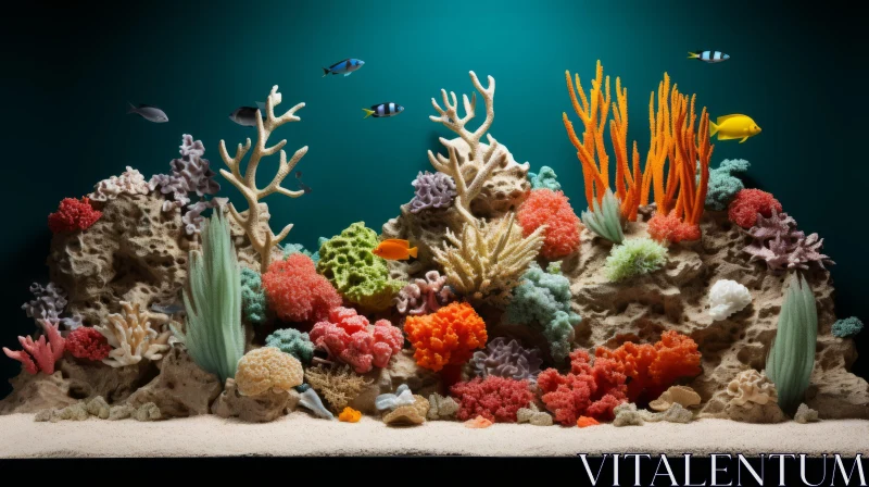 Colorful Coral Aquarium - Miniature Diorama Desktop Image AI Image