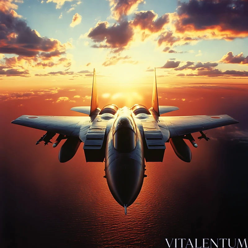 Fighter Jet Flying During Sunset AI Image