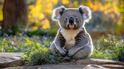 Koala on Forest Floor AI Image