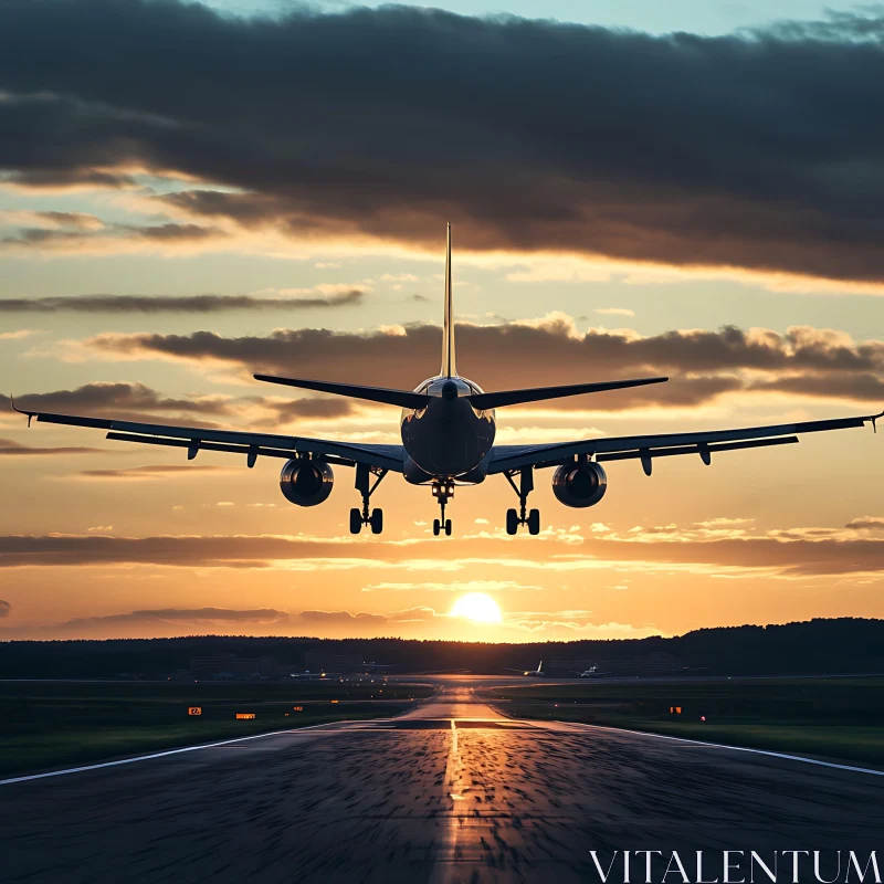 Aircraft Dusk Landing AI Image