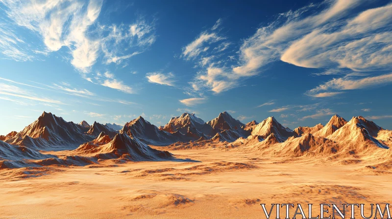 Snow-Dusted Mountains Amidst a Vast Desert Landscape AI Image