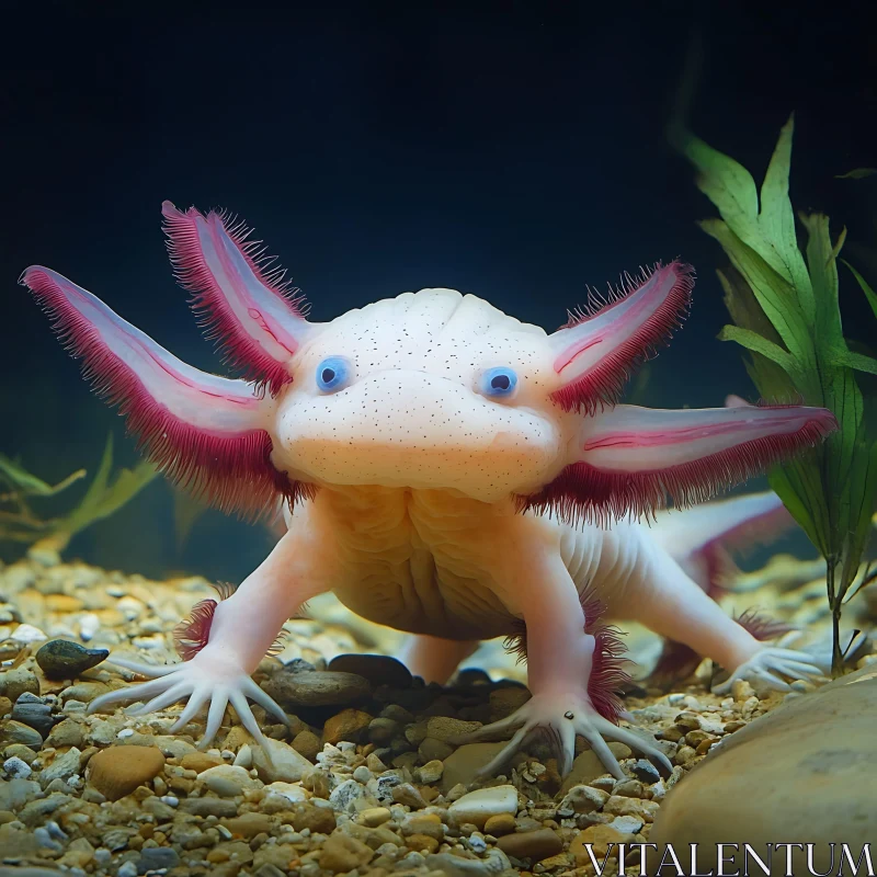 AI ART Close-Up of Axolotl in Underwater Habitat