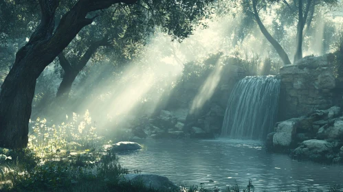 Tranquil Forest Waterfall