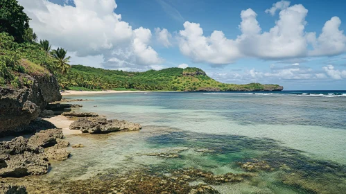 Scenic Tropical Beach View with Palm Trees