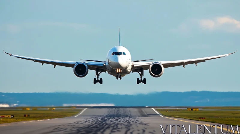 Aircraft Touching Down on a Clear Day AI Image