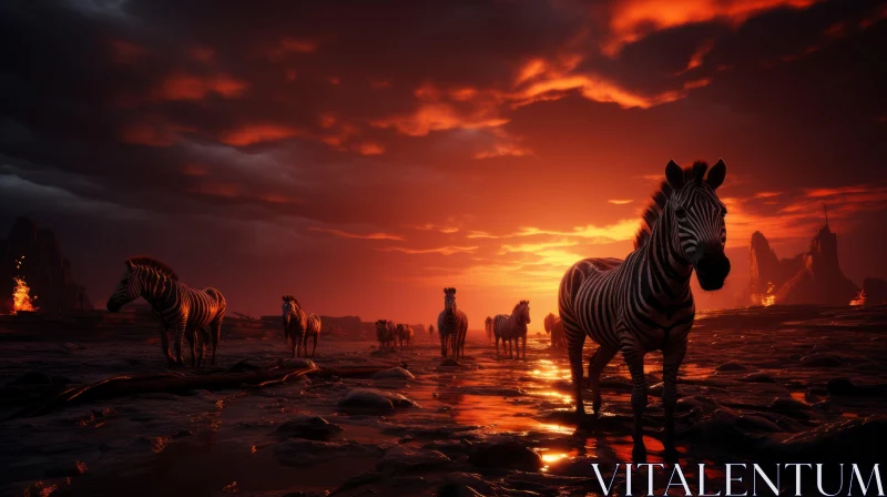 Captivating Zebra Sunset - Nature's Majesty AI Image