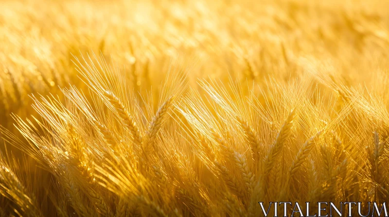 Ripe Wheat Stalks in a Sunlit Field AI Image