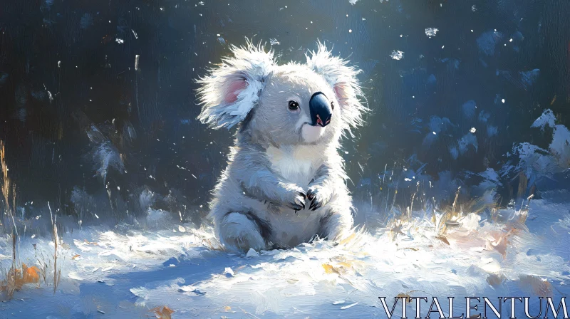 Winter Koala in Snow AI Image