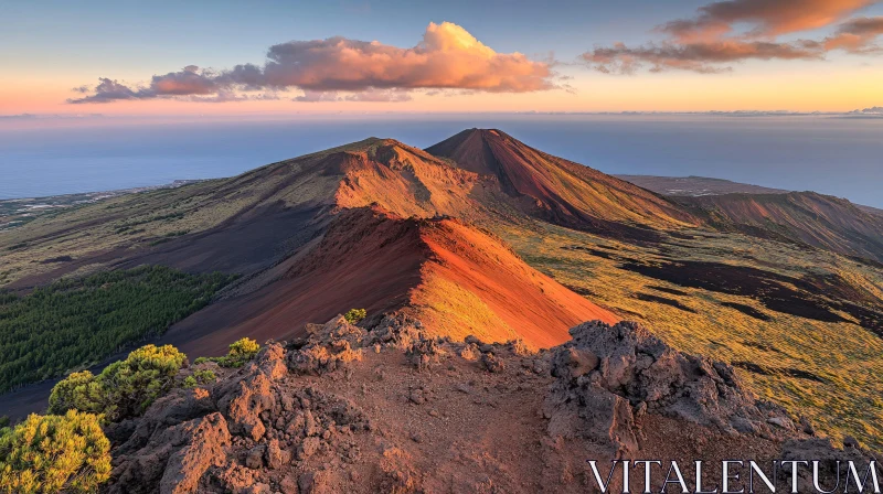 AI ART Volcanic Peaks at Dusk