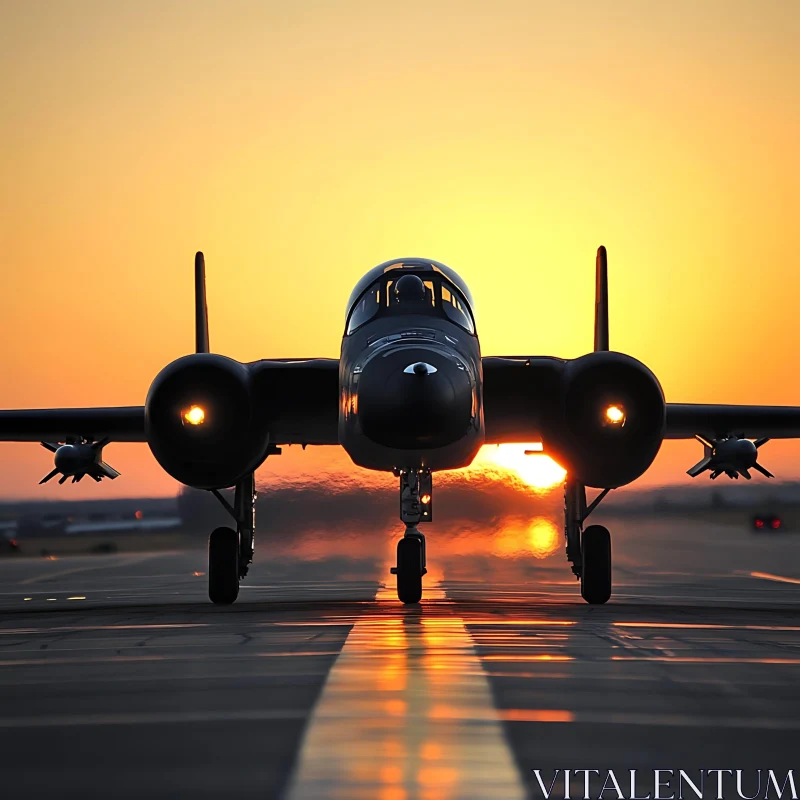 Silhouette of an Airplane at Sunset AI Image