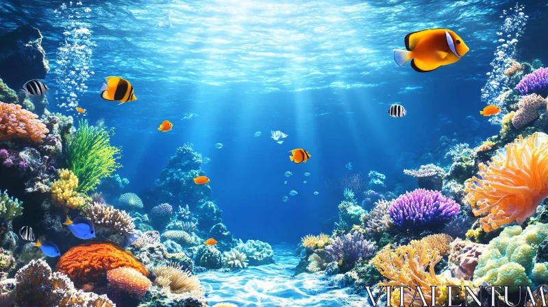 AI ART Colorful Marine Life Among Coral Reefs