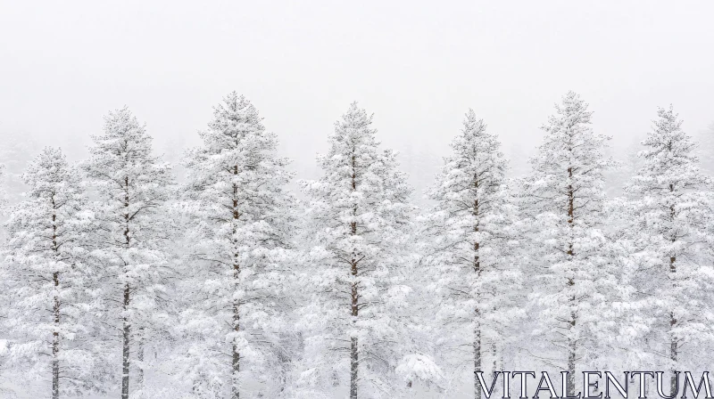 AI ART Winter Wonderland of Snow-Laden Pine Trees