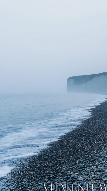 AI ART Ethereal Coastal Landscape with Pebbles and Cliff