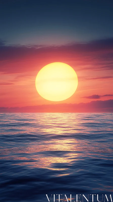 Golden Sun Over Tranquil Waters AI Image