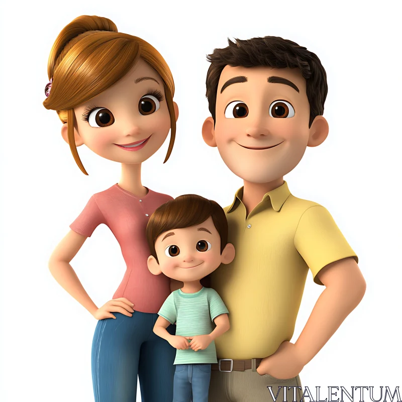 Animated Family Smiling Together AI Image