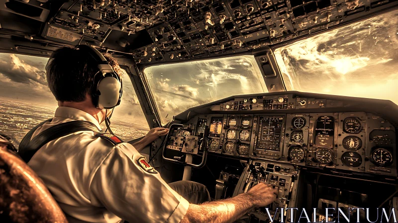 Airliner Cockpit with Pilot AI Image