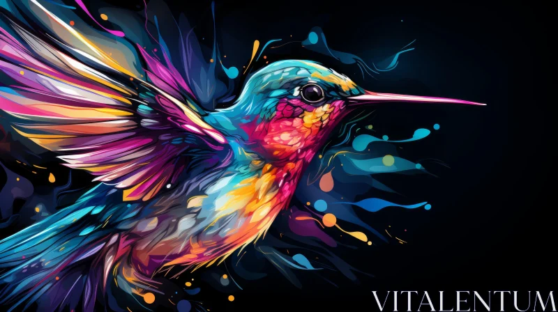 Colorful Hummingbird Illustration: A Fusion of Styles AI Image