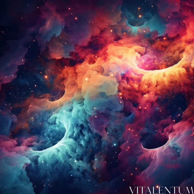 Colorful Nebula in Space: A Surrealistic Masterpiece AI Image
