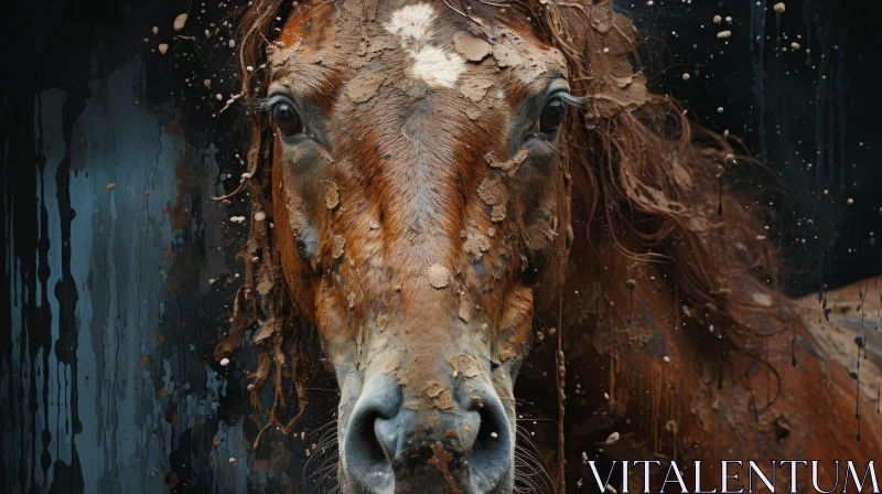 Enigmatic Equine Portrait: Atmospheric Animal Art AI Image
