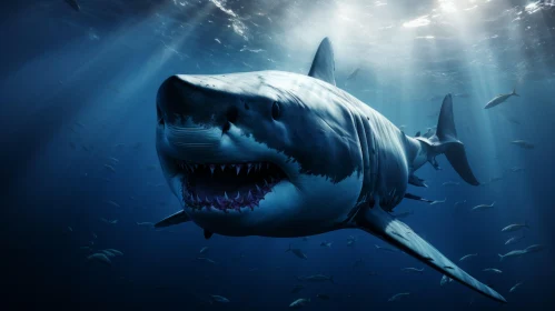 White Shark Underwater - Realistic Digital Rendering