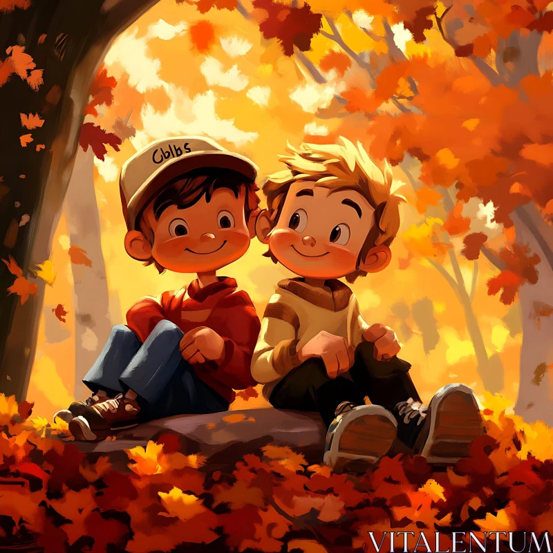 Autumn Forest Friends Illustration AI Image