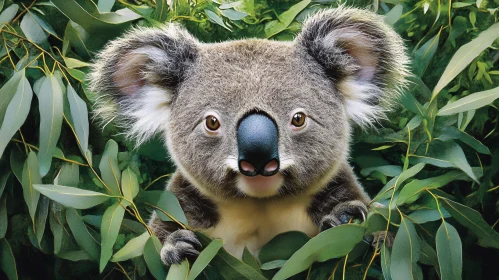 Koala's Curious Gaze AI Image