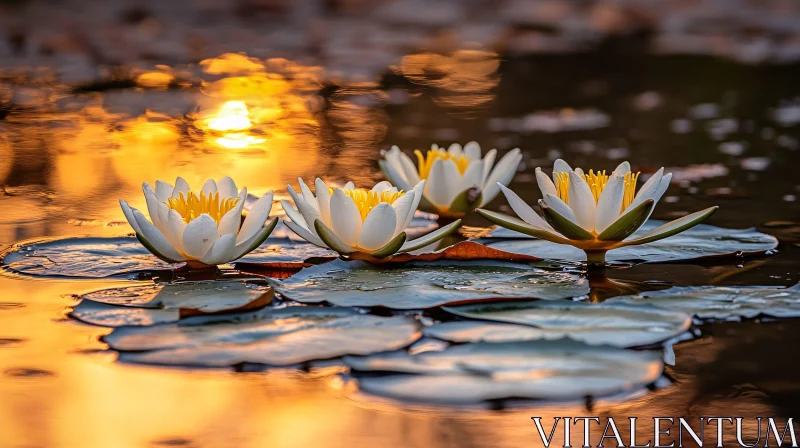 AI ART Golden Hour Water Lilies