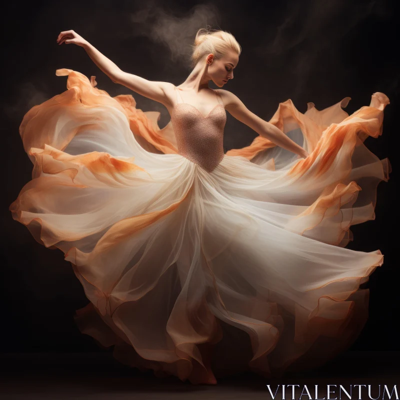 Ballerina in Orange Tulle: A Study in Chiaroscuro AI Image