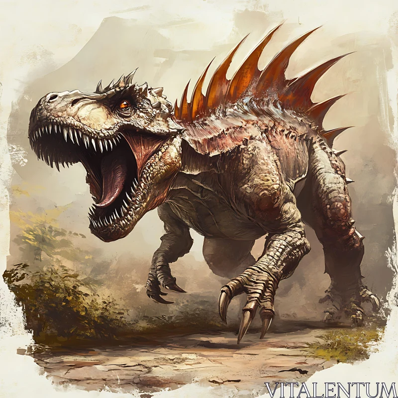 Majestic Prehistoric Beast Roaring AI Image