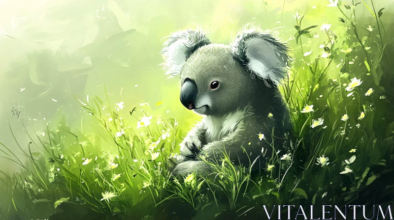 AI ART Koala Among Wildflowers