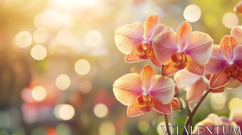 AI ART Close-up of Orchids with Bokeh