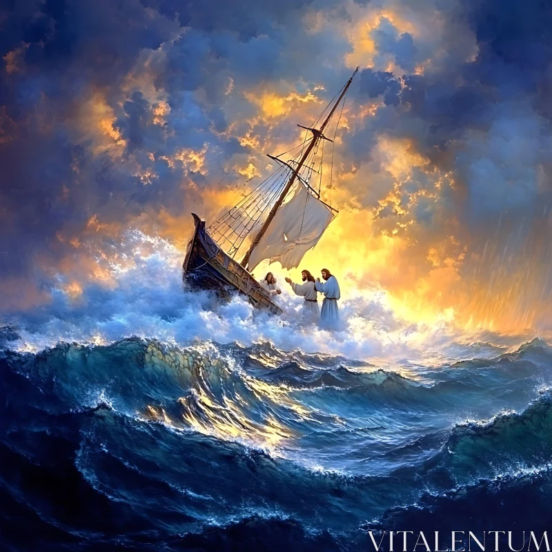 Dramatic Sea Voyage at Sunset