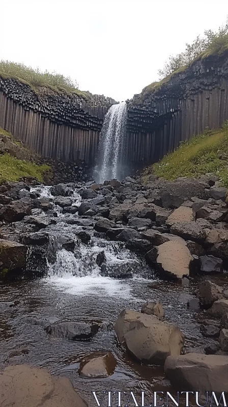 AI ART Majestic Basalt Waterfall