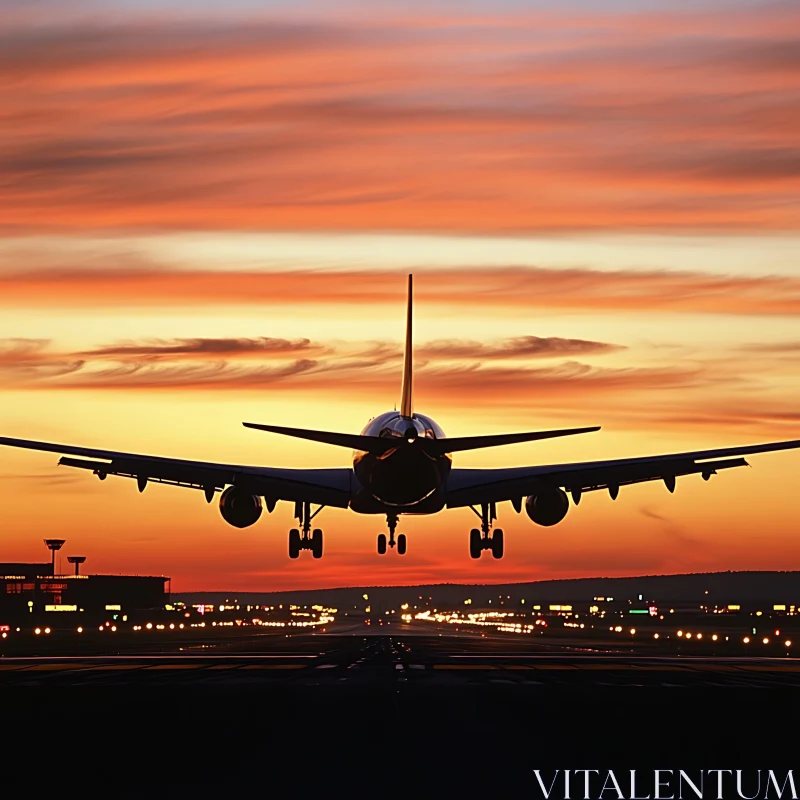 AI ART Airplane Touchdown at Dusk