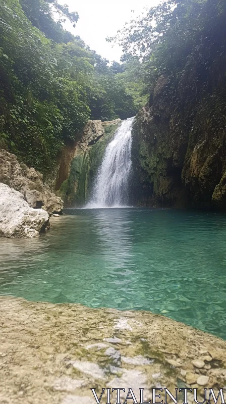 AI ART Peaceful Waterfall in Forest