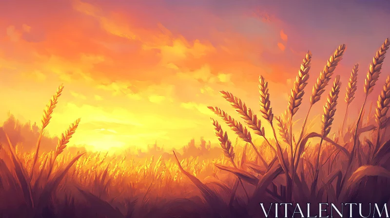 Golden Wheat Field During Sunset