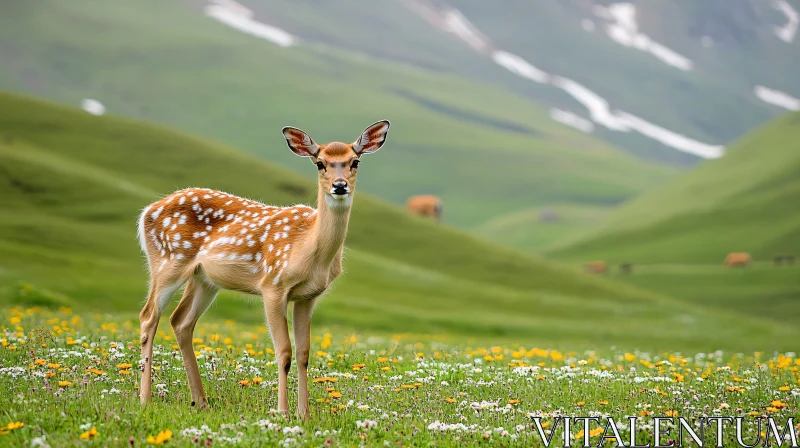 AI ART Graceful Deer in a Serene Meadow