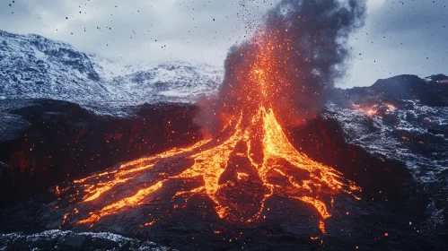 Molten Lava and Volcanic Eruption