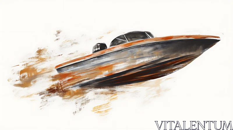 AI ART Speedboat Art With Bold Brushstrokes