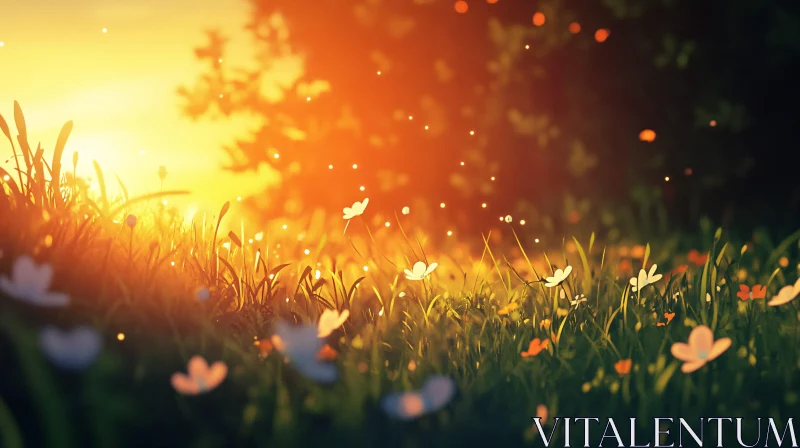 Golden Glow in a Tranquil Meadow