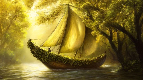 Enchanting Boat Journey through Forest