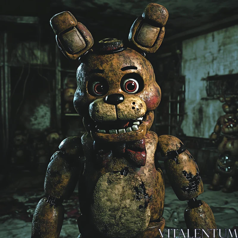 Creepy Robot Bear in Dark Setting