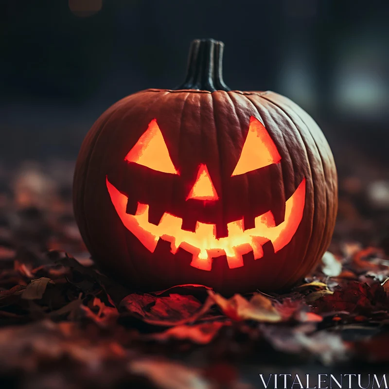 AI ART Gleaming Jack-O'-Lantern in Fall