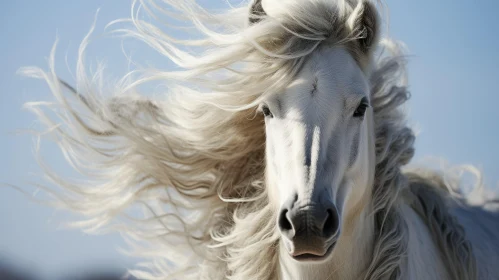 White Horse in the Wind: A Close-up Study