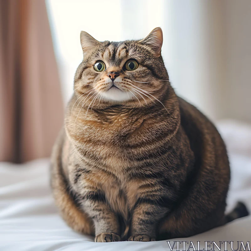 Relaxed Fluffy Tabby Cat with Green Eyes