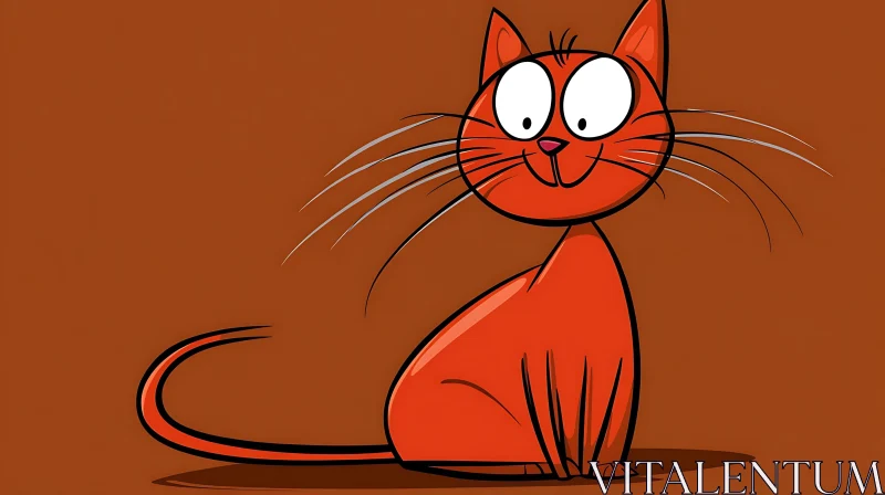 Playful Red Cartoon Cat with Long Whiskers